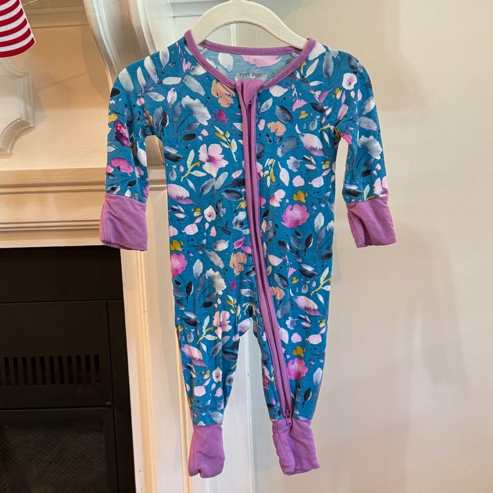 Little Sleepies Jade floral zippy newborn